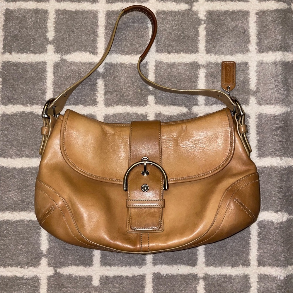 Vintage Coach SoHo Tan/Light Brown Leather Shoulder Bag